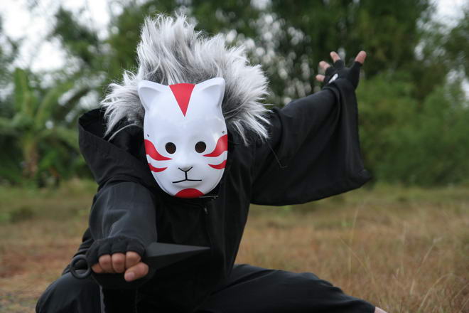 cosplay costume anbu mask cloak kunai wig naruto konoha ninja xtian mack shinobi japan anime 