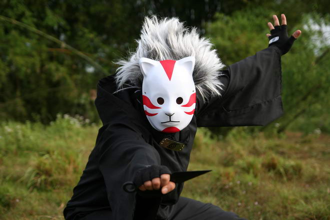 cosplay costume anbu mask cloak kunai wig naruto konoha ninja xtian mack shinobi japan anime 